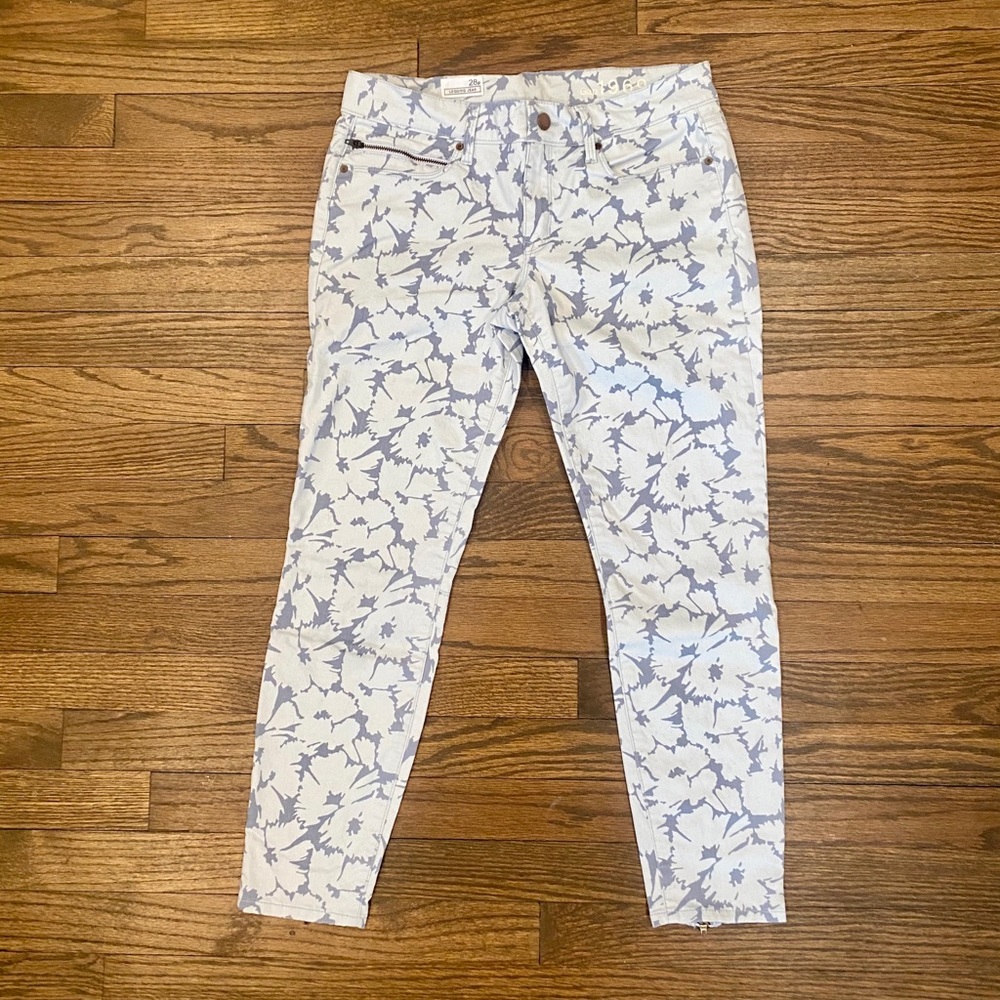 Gap Floral White Skinny Jeans